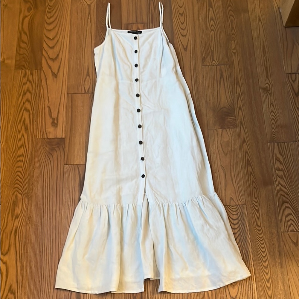 Something Navy White Ruffled Spaghetti Strap Sund… - image 2